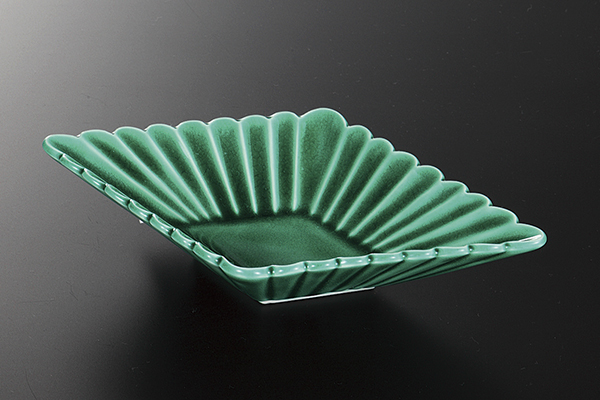 緑交趾(無鉛) 菱型皿