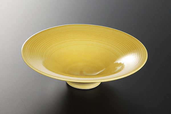 琥珀交趾巻 千段浅鉢(無鉛)