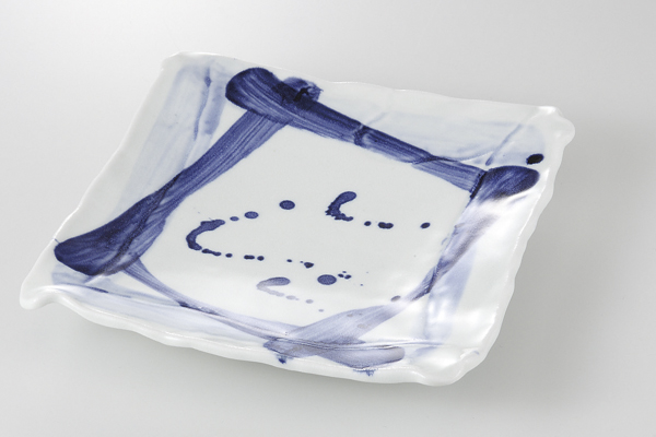 藍とじめ 8.0角盛皿