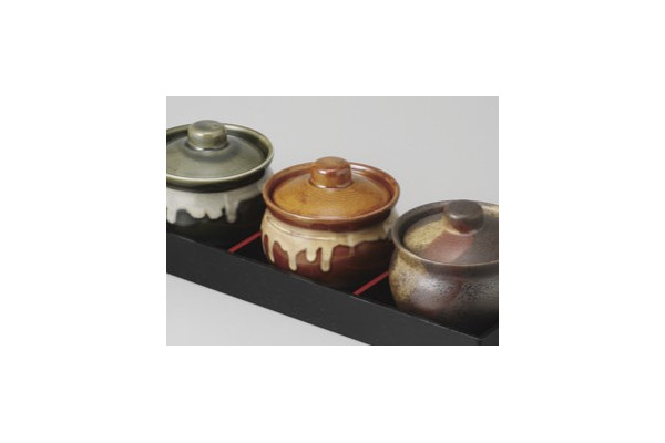 アメ釉白流し つけ物壷(小)