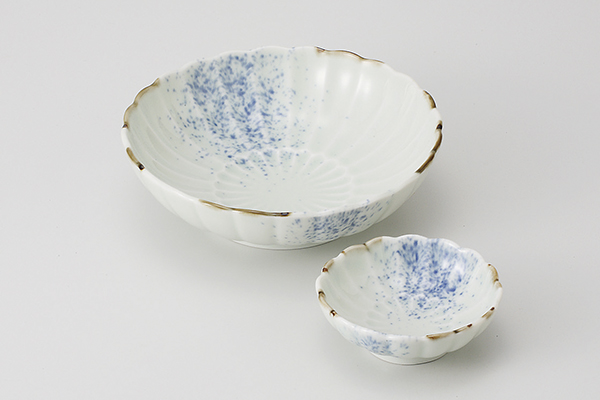 吹墨 菊彫丸向付