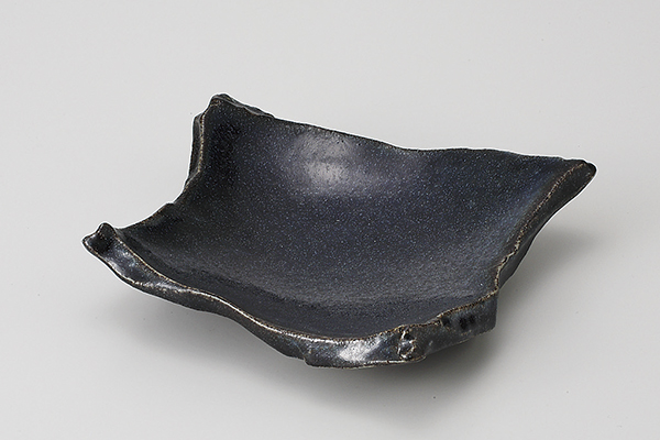 紺青 切落し変形向付