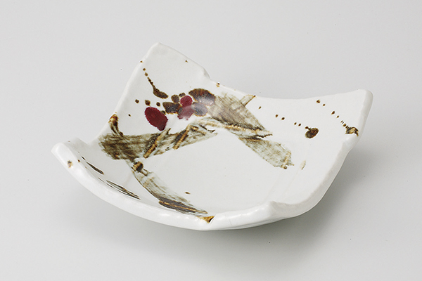 錆刷毛辰砂 格子向付