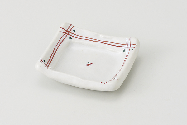 紅とじめ 渕厚角豆皿