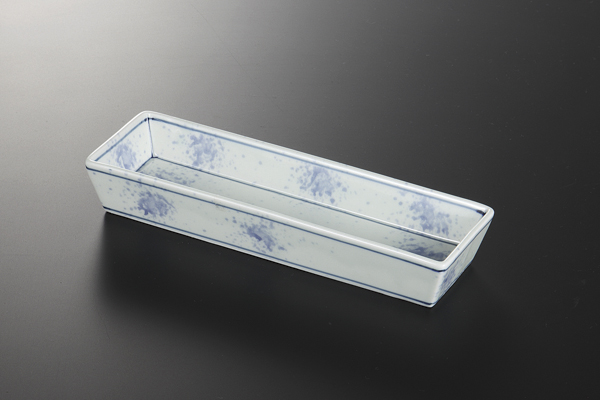 染付吹墨 切立長付出皿
