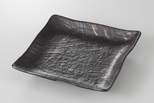 茶金散らし 正角皿