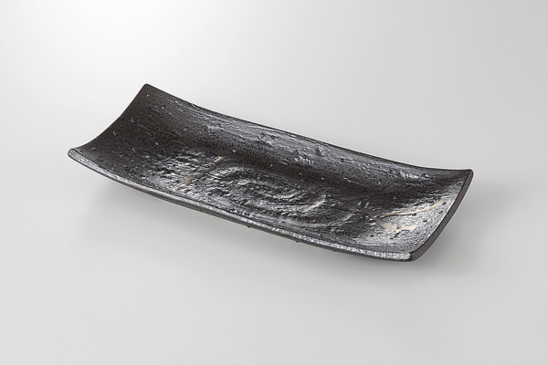 茶金散らし 砂目焼物皿