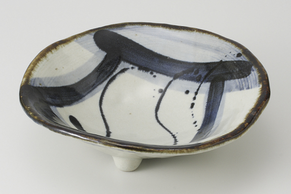 藍とじめ 三ツ足7.0鉢