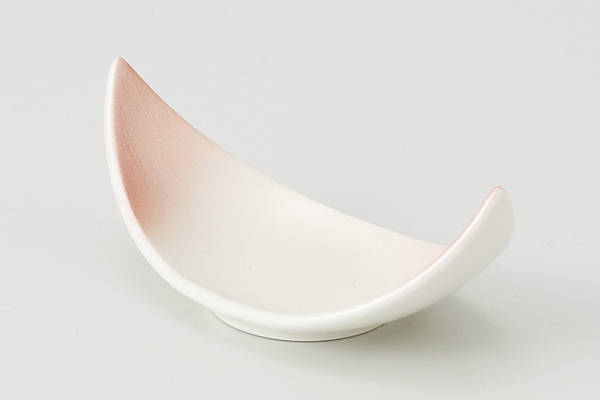 ピンク吹 笹舟小付