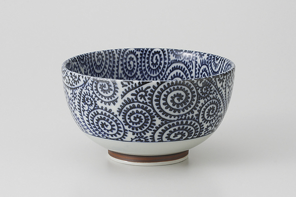 古染タコ唐草 茶漬碗