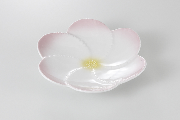 ピンク吹き 花型皿