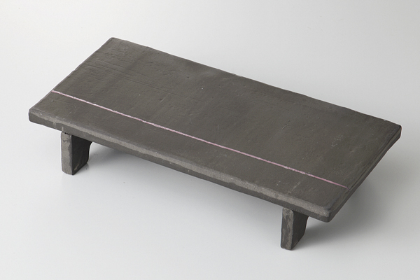 炭化赤象嵌 まな板角皿