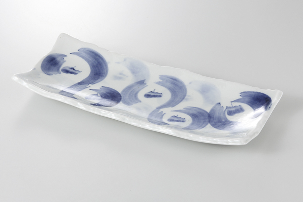 藍彩 長角皿