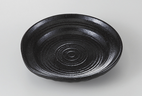 黒はんてん 片口三ッ足皿