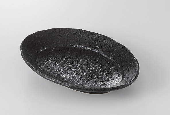 砂黒 楕円リム取皿