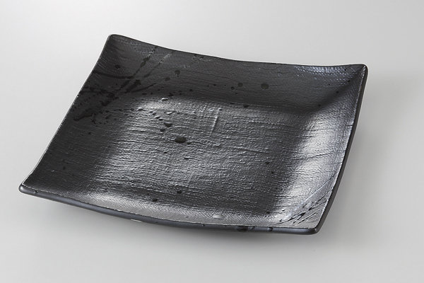 黒釉藍散らし かや目角皿