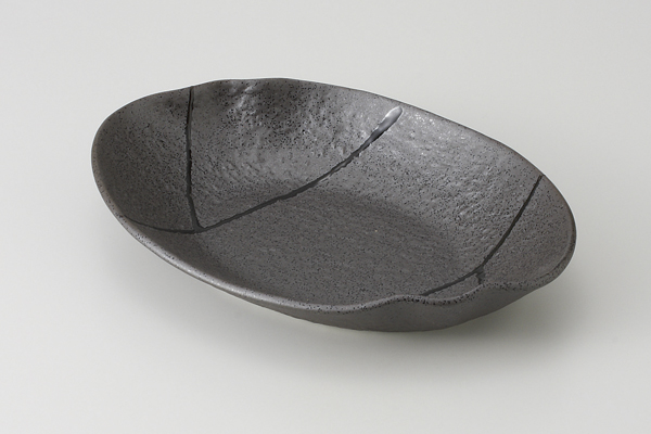 釉裂紋 楕円8.0鉢