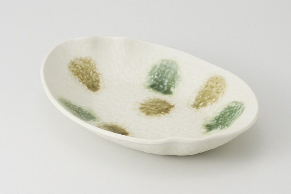 二彩流し 楕円8.0鉢