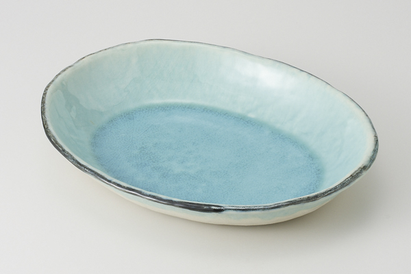 トルコブルー 楕円浅盛鉢