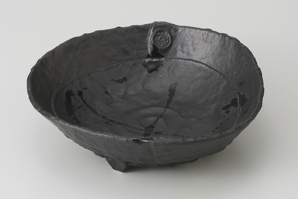 黒釉しぶき とじ目煮物鉢