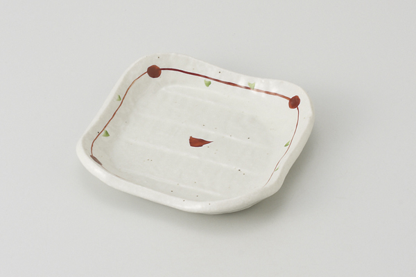 ゆらぎ点紋 なで角小皿