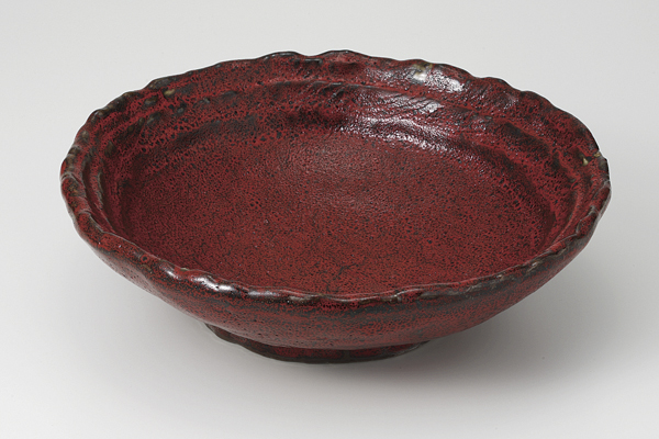 【廃番】赤黒釉彩 縄渕8.0鉢