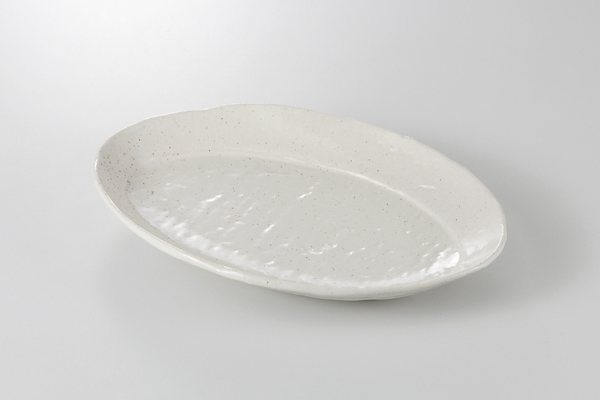 粉引 楕円リム皿