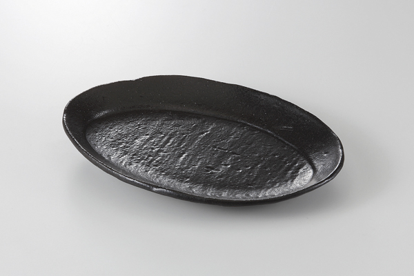 黒砂 楕円リム皿