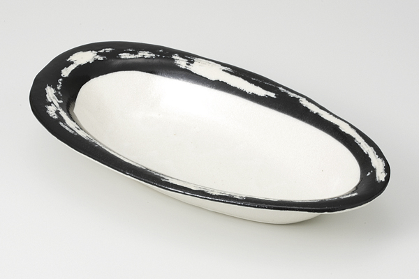 乱彫黒渕 舟形鉢(小)