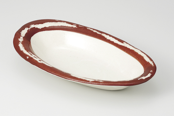 乱彫赤渕 舟形鉢(小)