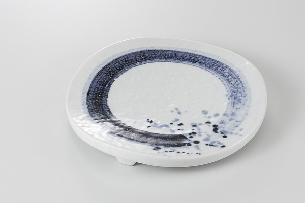 呉須荒刷毛 三ッ足前菜皿