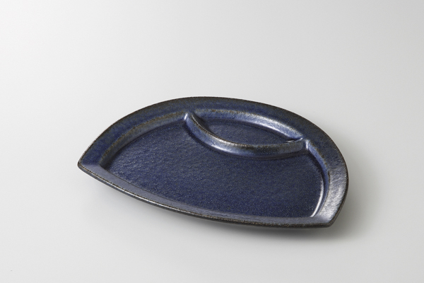 紺青 半月仕切皿