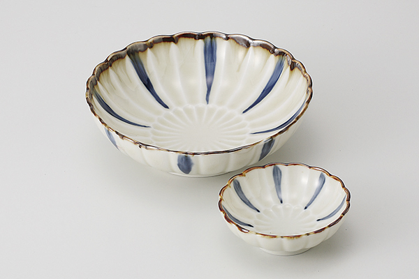 安南十草 菊彫丸向付