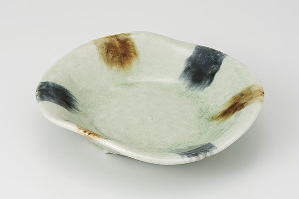 呉須錆灰流し 三ツ足６寸皿