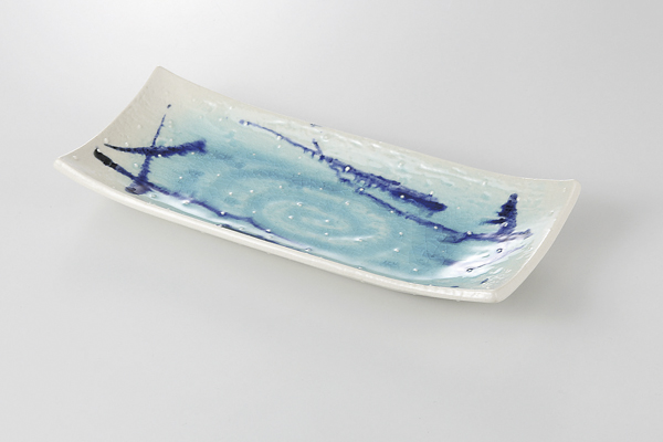 涼彩散し 砂目焼物皿