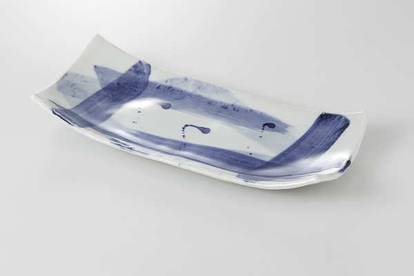 藍とじめ 長角皿