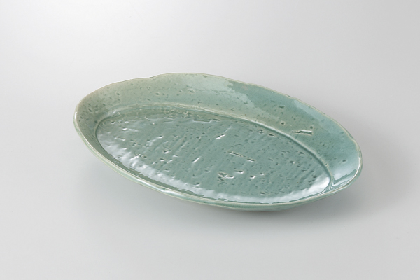 トルコ貫入 楕円リム皿