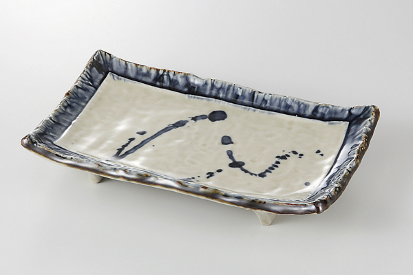 紺青しぶき 焼物皿