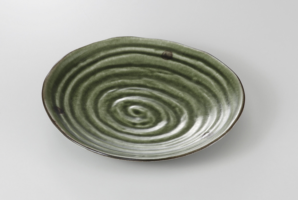 【廃番】緑釉錆点紋 六兵衛８寸皿