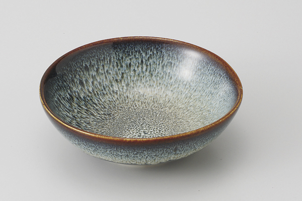 黒天目流し 楕円平鉢
