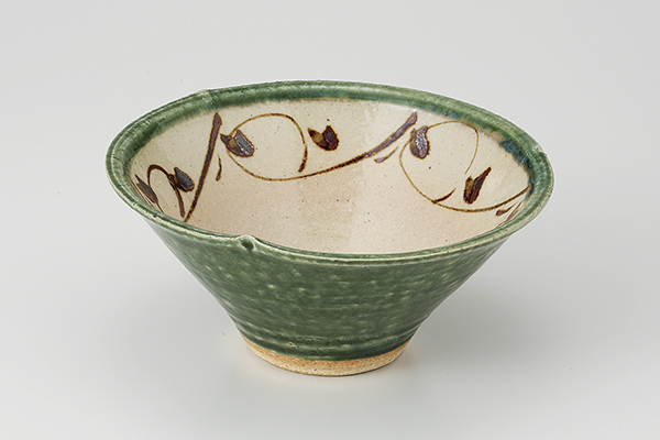 織部唐草 三ツ押反鉢