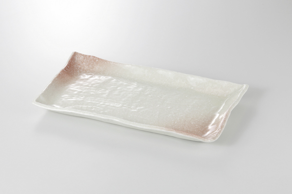 ピンク吹 くし目長角大皿