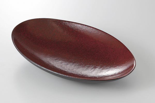 紅黒炭 楕円鉢