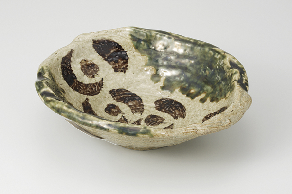 織部錆花紋 なぶり鉢