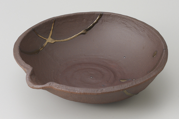 南蛮金釉格子 片口煮物鉢