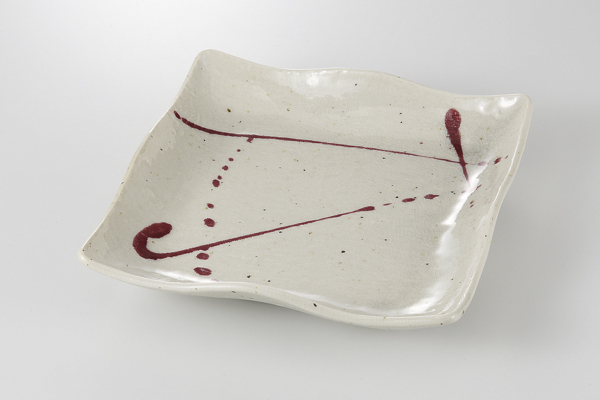 辰砂散らし 正角皿(大)