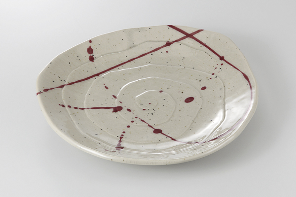 辰砂散らし 9.0三角皿