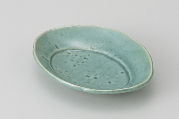 トルコ貫入 楕円リム小皿