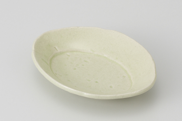 ヒワ貫入 楕円リム小皿