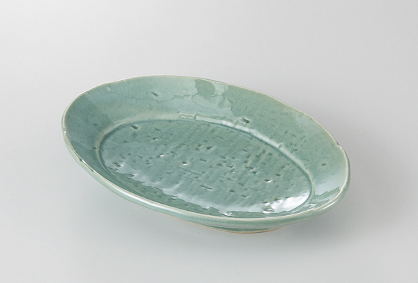 トルコ貫入 楕円リム取皿